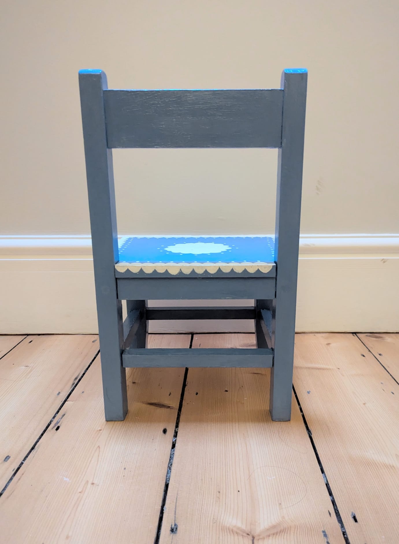 Hand Painted Vintage-Style Blue and White Children's Chair (Personalised)