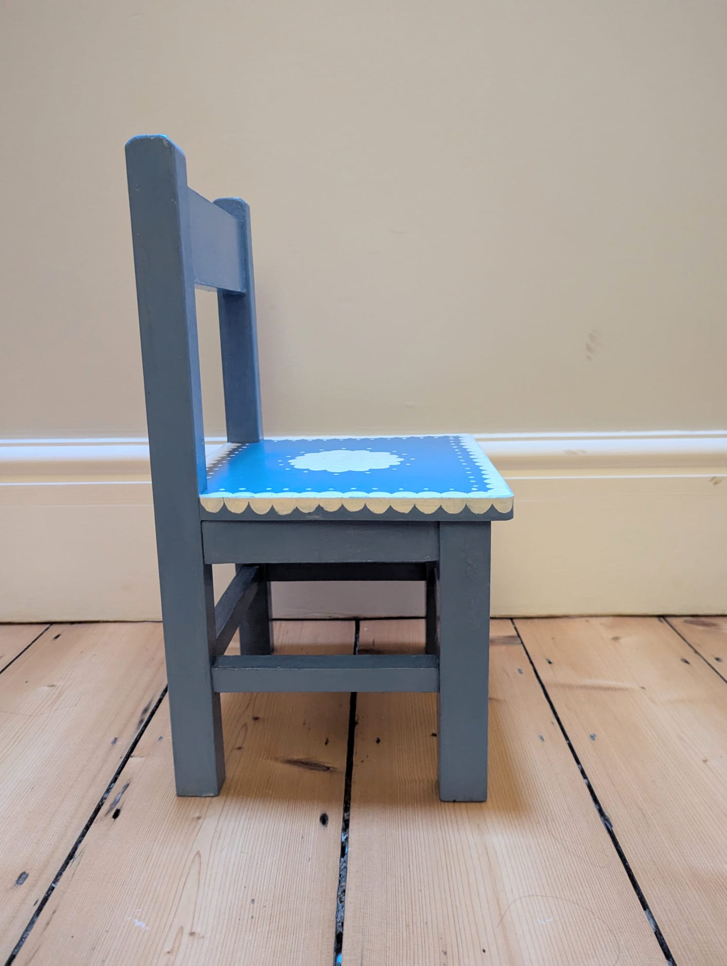 Hand Painted Vintage-Style Blue and White Children's Chair (Personalised)