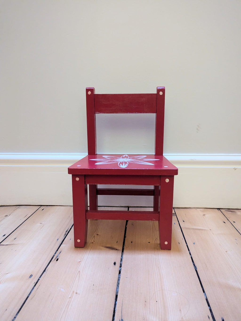 Hand Painted Vintage-Style Red and White Children's Chair (Personalised)